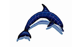 Ceramic Mosaic Blue Dolphin-A with Shadow | 37" x 26" | BD42-36/SH