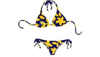 Porcelain Mosaic Floral Bikini | Yellow and Blue | PORC-FB34Y