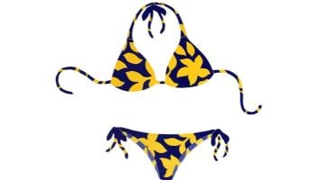 Porcelain Mosaic Floral Bikini | Yellow and Blue | PORC-FB34Y