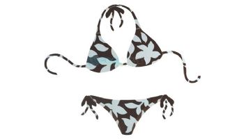 Porcelain Mosaic Floral Bikini | Brown and Blue | PORC-FB34B