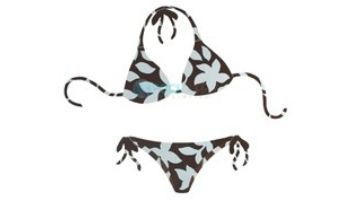 Porcelain Mosaic Floral Bikini | Brown and Blue | PORC-FB34B