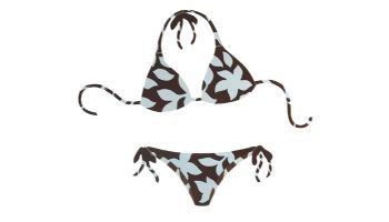 Porcelain Mosaic Floral Bikini | Brown and Blue | PORC-FB34B