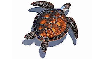 Porcelain Mosaic Sea Turtle Brown | 26"x26" with Shadow | PORC-BT10-24/SH