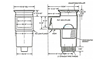 Hayward Concrete Skimmer with Square Cover | 2" FIP Threaded Ports White | SP1082