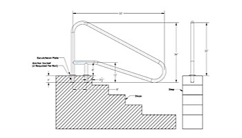 Inter-Fab Deck Top Mounted D4D 4 Bend Braced Stair Rail | 1.90" x .049" Thickness Powder Coated Copper Vein | D4BD049-4