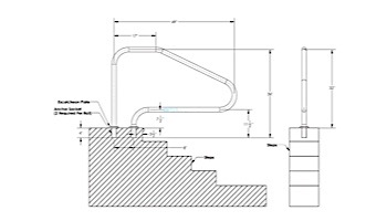 Inter-Fab Deck Top Mounted D4D 4 Bend Stair Rail | 1.90"? x .049"? Thickness 304 Stainless Steel | D4D049