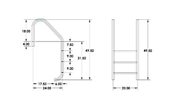 InterFab 3-Step Economy Lader With High Impact Plastic Treads | 1.90" x 0.49" Thickness Powder Coated Black | L3E049P-W-2