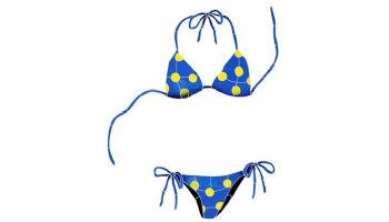 Artistry In Mosaics Bikini Blue with Yellow Polka Dots Mosaic | 29" x 20" | BYEBLUOM