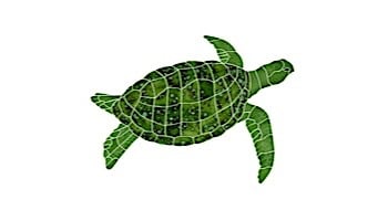 Ceramic Mosaic Sea Turtle Green | Large 28"? x 38"? Rt Facing w/ Shadow | STSGRERL