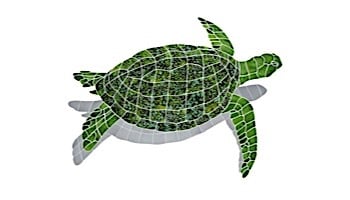 Ceramic Mosaic Sea Turtle Green | Large 28"? x 38"? Rt Facing w/ Shadow | STSGRERL