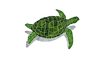 Ceramic Mosaic Sea Turtle Green | Large 28"? x 38"? Rt Facing w/ Shadow | STSGRERL