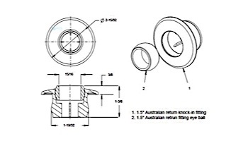 AquaStar Australian Return Fitting | 1 1/2" Knock-in | Dark Gray | 405