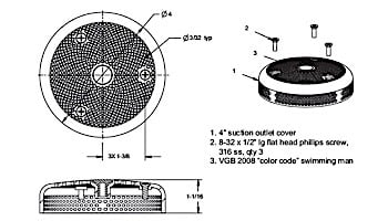 AquaStar 4" Hockey Puck Sumpless Suction Outlet Cover with Screws (VGB Series) Bone | 4HP106