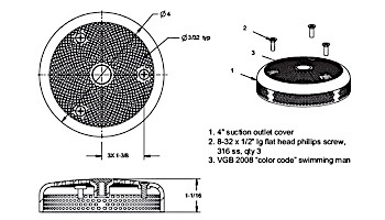 AquaStar 4" Hockey Puck Sumpless Suction Outlet Cover with Screws (VGB Series) Taupe | 4HP107