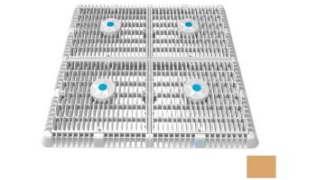 AquaStar 18"x18" Frame with Four 9" Anti-Entrapment Wave Grates with Vented Riser Rings | Tan | WAV18WR108