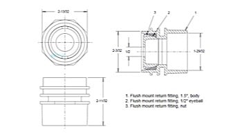 AquaStar Choice Flush Mount Return/Water Barrier with 1.5" Socket With 3/4" Orifice | White | JE3101B