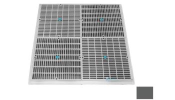 AquaStar 24" Square Mud Frame | with Four 12" Square Flat Grates | (VGB Series) | Dark Gray | 24105