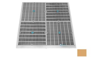 AquaStar 24" Square Mud Frame | with Four 12" Square Flat Grates | (VGB Series) | Tan | 24108
