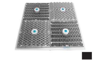 AquaStar 24" Square Mud Frame with Four 12" Square Wave Anti-Entrapment Suction Outlet Covers | Black | WAV24102