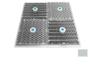 AquaStar 24" Square Mud Frame with Four 12" Square Wave Anti-Entrapment Suction Outlet Covers | Light Gray | WAV24103