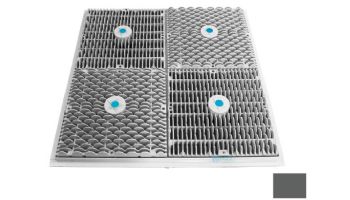 AquaStar 24" Square Mud Frame with Four 12" Square Wave Anti-Entrapment Suction Outlet Covers | Dark Gray | WAV24105
