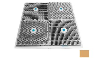AquaStar 24" Square Mud Frame with Four 12" Square Wave Anti-Entrapment Suction Outlet Covers | Tan | WAV24108