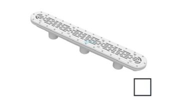 Aquastar 32" Channel Drain with Flat Grate Suction Outlet Cover and 3 Port Sump for Vinyl and Fiberglass | White | 32CDFLV101