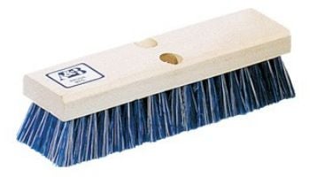 A&B Brush Deck & Acid Wash Brush | 10" | Wood Back | Blue & White Nylon Bristles | 6020