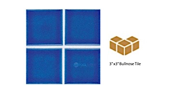National Pool Tile 3x3 Marine Field Series | Diamond Blue - Single Bull Nose | M332 SBN