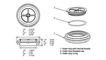 AquaStar 3" Water Stop w/ Screw-In Cap & O-Ring | BC2000-3