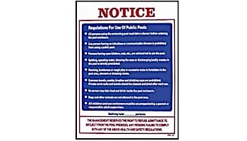 Public Pool Rules Sign 18inches x 24inches | SW-27