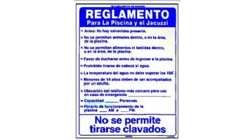 Pool Rules Sign in Spanish 18inches x 24inches  | 18-1824 SPAN