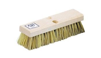 A&B Brush Deck & Acid Wash Brush | 10" | Wood Back | Brown & White Nylon Bristles | 6021