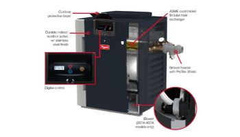 Raypak Digital ASME Natural Gas Commercial  Pool Heater | 266K BTU | Altitude 6000-9000 Ft | C-R266-EN-C 009855 | B-R266A-EN-C #52 017380