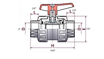 Fluidra USA True Union 3" Threaded Ball Valve 150 PSI | 07096