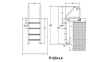 Saftron Economy 4-Step Ladder | .25" Thickness 1.90" OD | 24" W x 62" H | White | P-324-L4-W