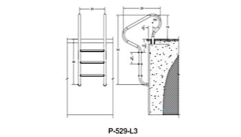 Saftron Camelback 3-Step Ladder | .25" Thickness 1.90" OD | 29"W x 55"H | Gray | P-529-L3-G