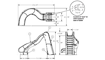 SR Smith TurboTwister Pool Slide | Left Curve | Sandstone | 688-209-58223