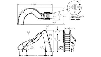 SR Smith TurboTwister Pool Slide | Left Curve | Gray Granite | 688-209-58224