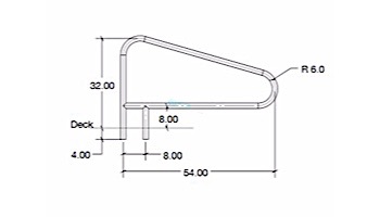 SR Smith 54" Center Grab Stainless Steel Rail with Cross Brace | 304 Grade | .065 Wall Commercial | DMS-103B