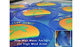 Solar Sun Rings Solar Blanket | Palm Tree Pattern | 5' Diameter with Water Anchors | SSRA-100