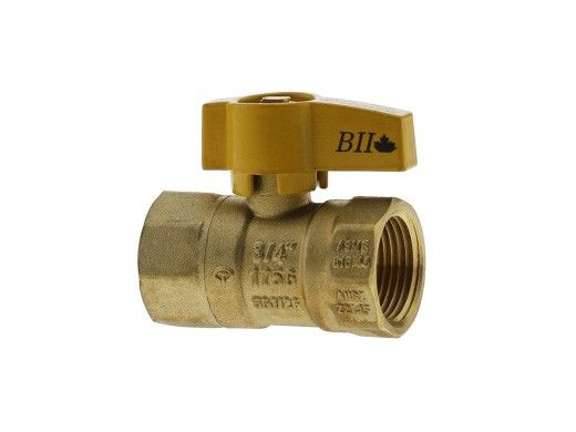 Boshart Forged Gas Ball Valve | 3/4" FPT Tee | Brass | Yellow Handle | 0832-07