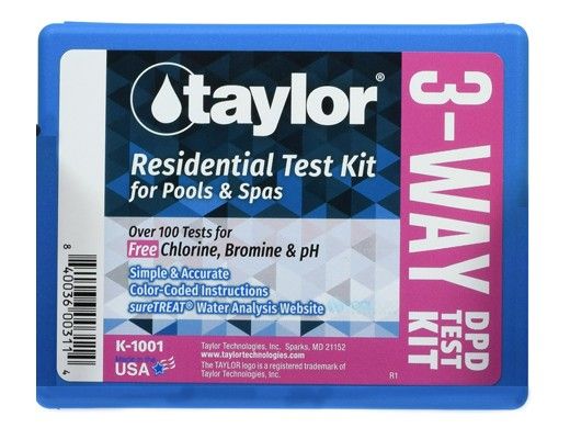 Taylor K-1001 Residential 3-Way Test Kit for Free Chlorine, Bromine, pH (DPD) | K-1001-12