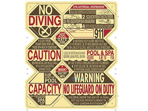 Traffic Graphix California Pool & Spa 8 in One Safety Sign | 39" x 46" | TGCS2001