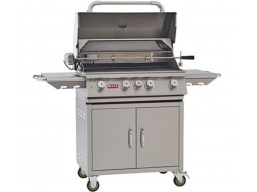 Bull Barbecue Angus 30" 4-Burner Stainless Steel Propane Grill Cart with Lights | 44000
