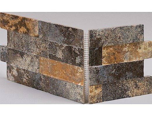 National Pool Tile Sim. Stackstone 6x16 Corner Tile | Rust Multicolor | SST-RUST CNR