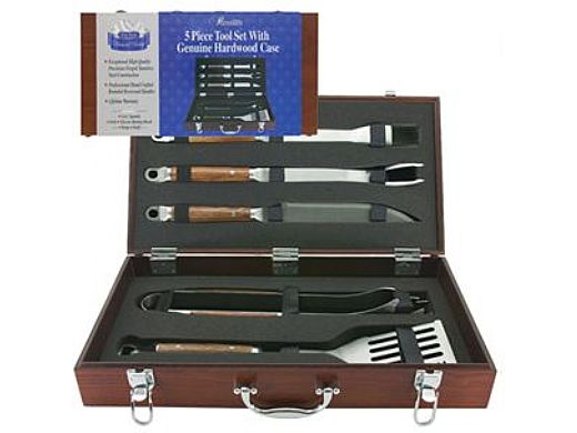 Mr BBQ 5 Pc Forged Set In Wood Carrying Case | 02136