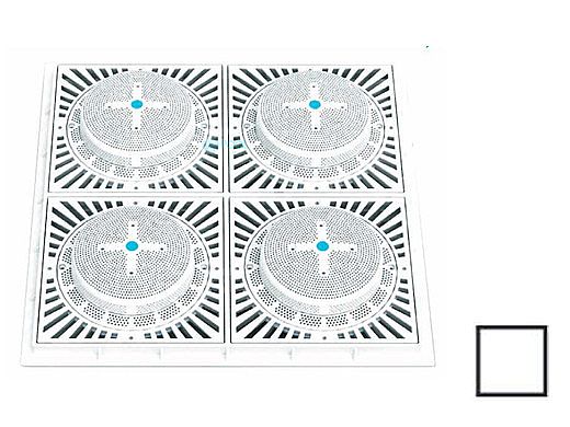 Aquastar Four (4) 9" Square 8HPH/SUN Suction Outlet Covers (VGB Series) | White | RSUN18HPH101