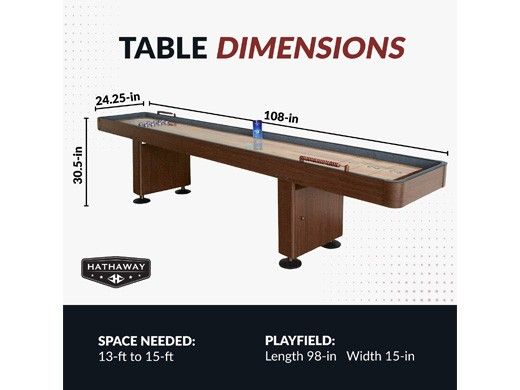 Hathaway Challenger 9-Foot Shuffleboard Table | Walnut Finish