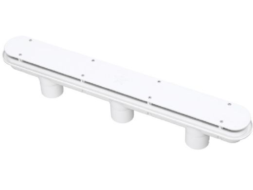 AquaStar 32" Debris Catcher Channel Drain Suction Outlet Covers with PVC Three-Port Manufactured Sumps | White | 32CDLT101